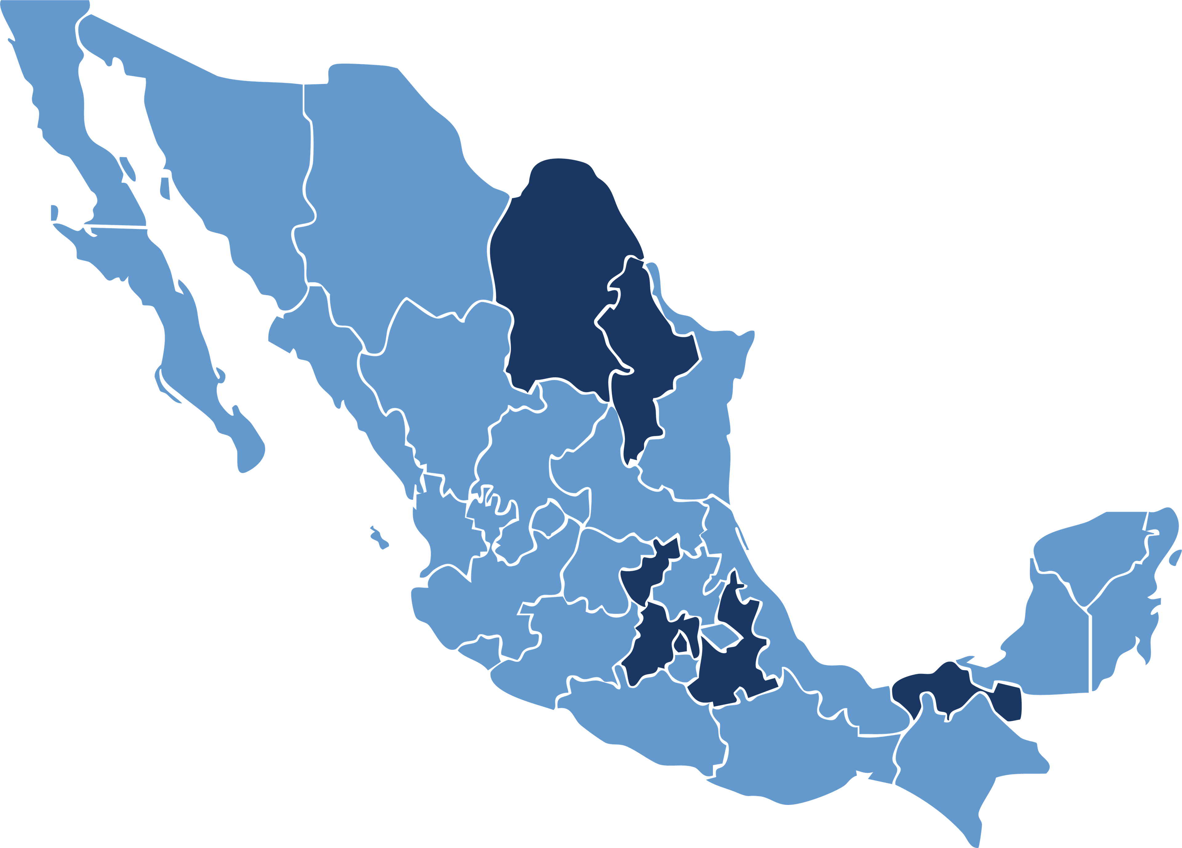 Mapa de sucursales en México
